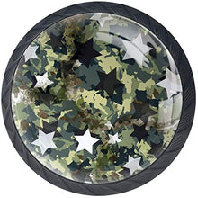 Camouflage Green Retro Star White Pomelli per Porta Set di 4 Pomelli per Mobili Manopole per Cassetti Cucina Armadio Vetro