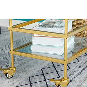 YIN YIN Carrello per Ripiani Carrello ripiano ， ripiano in Metallo Elegante e indossabile Bella Cucina Bagno Ristorante mensola del Carrello del Vino di Fascia Alta, Oro ， 67X32X80CM Carrello a rulli