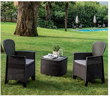DMORA 8052773491754 Set da Giardino con Cuscini, 2 Poltrone e 1 Tavolino Contenitore da Esterno, Made in Italy, Antracite