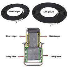 JTWEB 4pcs 4mm/6mm Cordini di Ricambio per Sedia Pieghevole a gravità Zero Universali, Strumento di Riparazione Elastici Corda per Sedie Reclinabile per Sedia da Lounge (Nero)