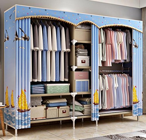 LyMei Organizzatore di archiviazione Guardaroba Stoccaggio di Guardaroba di Abbigliamento Portatile Armadio Guardaroba pensile Armadio Pieghevole in Tessuto, 203 * 45 * 172 cm,C