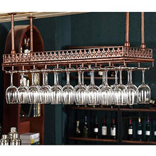 Sottosopra Porta Bicchiere di Vino Scaffale di Vetro Appeso Mensola di Decorazione del Soffitto in Ferro Semplice Stile per Bar Ristoranti Cucine,Ottone,60 * 35cm