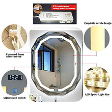 UWY Specchio da bagno con specchio cosmetico a LED, specchio da parete senza cornice argento con interruttore tattile (luce bianca 6000k, luce calda 3000k), specchio ingranditore specchio per il