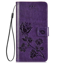 Robinsoni Cover Compatibile con Samsung Galaxy J530 Case Scintillare Glitters Lucido Portafoglio Libro Custodia Retro 3D Rosa Stampato Pelle PU Libretto Cover Foglio Flip Magnetica Fiore Caso, Viola