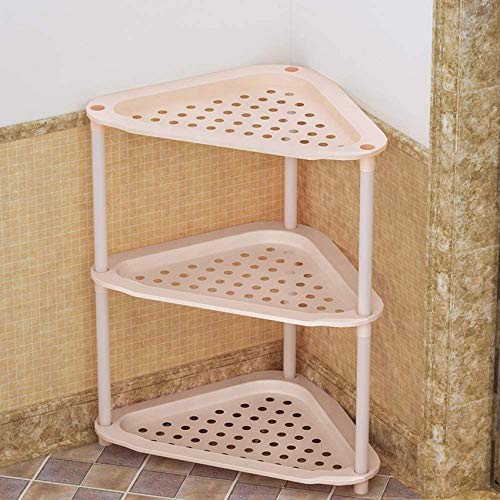 UWY 3 Strati pianerottolo Bagno Angolo mensola Triangolo scaffale portaoggetti Staffa Cucina Supporto Pavimento Beige Combinazione organizza Supporto, Tubo Tondo antiruggine Grassetto