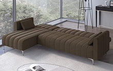 Divano chaise longue Milano 267cm, trasformabile in letto, reversibile, a righe marrone.