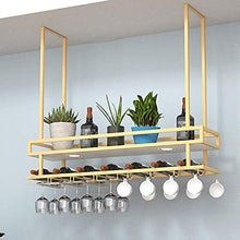 HLL Wine Rack, Organizzare cucina appeso Wine Rack, soffitto Hanging Shelf Hanger, Parete galleggianti mensole di ferro per Bar Ristoranti Cucine,Oro,80 × 30 × 80 cm