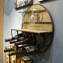 LXH-SH Cremagliera del Vino Nana Wine Rack Legno massello Tondo Parete Multifunzionale calici Filo di Ferro 5 Bottiglie retrò Parete Europea scaffali Vino contatore