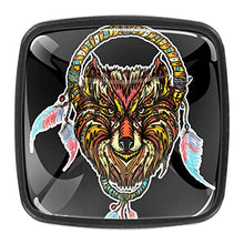 Indian dream catcher and ethnic tribal head wolf Pomelli per Porta Set di 4 Pomelli per Mobili Manopole per Cassetti Cucina Armadio Vetro