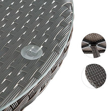 blumfeldt Tabula Tavolino da Giardino Terrazzio Appoggio Cocktail (50 CMm, Vetro, Copertura in Polyrattan, Alluminio, Resistente alle intemperie) Marrone