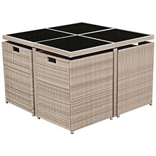 Festnight Set da Pranzo da Giardino con Cuscini, Tavolo Sedie da Giardino, Set Mobili da Giardino in Polyrattan Beige 9 pz