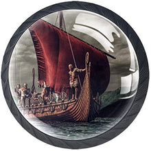 Vikings are Floating On The Sea Pomelli per Porta Set di 4 Pomelli per Mobili Manopole per Cassetti Cucina Armadio Vetro