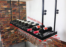 GJSN Cremagliera per Vino, Ferro Battuto Black Hanging Telescopic Boom 4 per la Maior Parte Dei Calici,80 * 30 Cm.