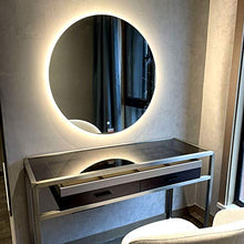 Specchio Tondo da Parete Bagno con Illuminazione LED, Retroilluminato a Prova di Esplosione, Specchio da Trucco da Parete Grande