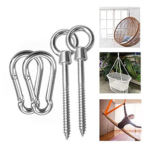 Amaca Ganci Appesi Kit Heavy Duty Oscillazione Piastra Appendini Heavy Duty in Acciaio Inox Eye Con Moschettone Viti Moschettone Per Swing Argento
