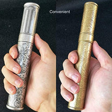 WAWAYU Portasigari, Portable Singolo Sigaro Tubo, idratante Cigar Box, Retro Style Rame Puro Carved Cigar Box. (Color : Metallic)