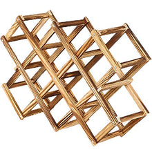 MKSI Portabottiglie da Cucina, Portabottiglie Vino Pieghevole in Legno, Espositore per Vino, Portabottiglie Diamond per Bar, Cantina, Armadietto, Dispensa (10 Bottiglie)
