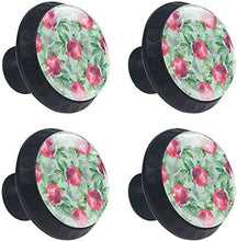 Foglia verde melograno dipinta a mano Pomelli per Porta Set di 4 Pomelli per Mobili Manopole per Cassetti Cucina Armadio Vetro