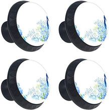 Fiori blu di uccello e pavone Pomelli per Porta Set di 4 Pomelli per Mobili Manopole per Cassetti Cucina Armadio Vetro