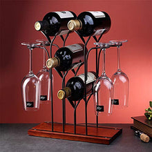 FYLHX Freestanding Cremagliera del Vino,Metallo Tavolo Cremagliera del Bicchiere di Vino Legno Vino Cremagliera di Vetro per Home Decor Bar Cucina Portabicchieri da Vino.