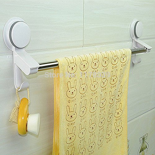 CZOOR - Portasciugamani da bagno in acciaio inox, barra singola con ganci, senza foro per forare gli asciugamani.