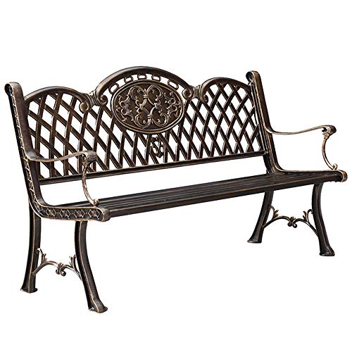 Panchina per Terrazza da Parco Panchina per Tempo Libero, Retro Panca da Giardino in Alluminio Pressofuso Resistente Alle Intemperie, Panchine da Giardino Decorative Cortile e Portico, Panca 2-3 Pos