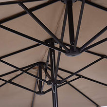 Outsunny Ombrellone da Giardino 460x270x240cm Doppio con Apertura a Manovella, Acciaio e Poliestere Color caffè