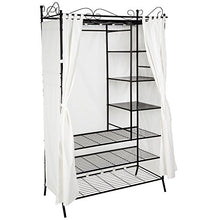 TecTake Armadio Guardaroba in Metallo con Tenda Stoffa Appendiabiti Cabina Beige | 112 x 207 x 57 cm