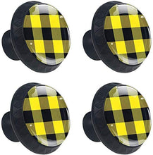 Plaid scozzese modello giallo nero Pomelli per Porta Set di 4 Pomelli per Mobili Manopole per Cassetti Cucina Armadio Vetro