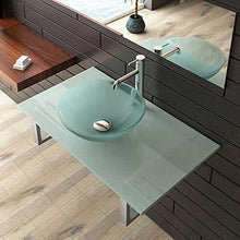 Alpenberger Ciotola in Vetro Satinato Ø 42 cm con Piano per lavabo Satinato, 90 cm e Supporto
