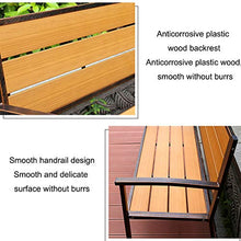 household products Panca da Esterno per Sedia da Parco, Panca da Giardino in Ghisa con Schienale, Panca da Giardino con Sedile in Legno di Plastica Impermeabile, può Ospitare 2-3 Persone