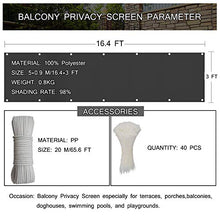 Ledph Frangivista E Telo, Frangivento per Balconi Poliestere 90x500 Cm, Impermeabile, Schermo Privacy, con Occhielli, Antracite Copertura per Ringhiera Protezione Balcone, Nero