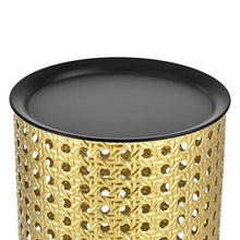[en.casa] Set da 2 Tavolini in 2 Misure Diverse con Piano Tondo Rimovibile 2 Tavolini da Salotto/Soggiorno Portaoggetti Contenitore in Metallo - Nero/Color Oro