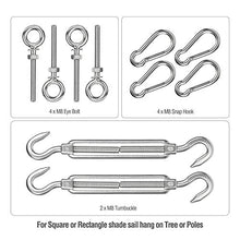 Hyber&Cara Hardware di Fissaggio per Tenda a Vela Parasole Rettangolare e Quadrato Montaggio su Pali, in Acciaio Inox 304, Elevata Resistenza M8 Contro Il Forte Vento