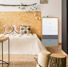 Rebecca Mobili Cassettiera Comò 6 Cassetti Legno Marrone Bianco Grigio Stile Contemporaneo Arredo Camera Salotto (cod. RE6049)