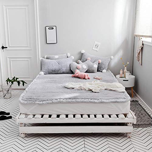 Moda Morbido Materasso Letto Futon, Adorabile Velluto Tatami Materasso Tre Pezzi Cuore Di Fanciulla Coperta Traspirante Mantieni Caldo Tappetino Fresco Camera Da Letto-grigio 120x200cm(47x78inch)