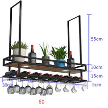 HLL Wine Rack, Organizzare cucina appeso Wine Rack, soffitto Hanging Shelf Hanger, Parete galleggianti mensole di ferro per Bar Ristoranti Cucine,Oro,80 × 30 × 80 cm