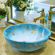 Jgophu Lavandino da bagno in ceramica blu cinese Artistic fatto a mano a forma di fiore di porcellana piano di lavoro bagno bagno bagno bagno