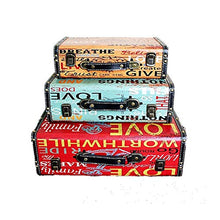 Vintage Style Tronco Keepsake, Memory Box Set di 3 epoca in legno in stile bagagli Tronco Petto con il bello modello, idea regalo for la mamma, la Festa della Mamma, Natale, compleanno, Toy Box access