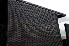 AVANTI TRENDSTORE - Limo - Set di mobili da Giardino/Balcone in Rattan Sintetico di Colore Marrone Scuro con Cuscini Bianchi compresi. Dimensioni Lap 285x82x70 cm