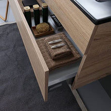 Kiamami Valentina MOBILE BAGNO 120CM QUERCIA NATURALE CON DOPPIO LAVABO NERO OPACO | SOLE