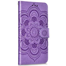 URFEDA Pelle Libretto Custodia Compatibile con Galaxy A11 Cover Libretto Portafoglio 3D Girasole Fiore Di Mandala Case Antiurto Cover Silicone Morbido Custodia Magnetico Taccuino Flip Custodia Viola