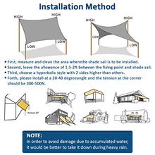 Eterbiz - Tenda parasole quadrata per giardino, spiaggia, patio, 2 x 2 m, resistente all'acqua, 95% blocco UV con corda inclusa, per giardino, spiaggia, patio (grigio)