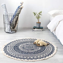 Queen.Y Tappeto per Zona Rotonda in Cotone Tappeto per Porta da Interno con Motivo Bohémien Elegante Tessuto A Mano Tappeto per Interni Lavabile in Lavatrice per Soggiorno Camera da Letto