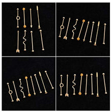 Holibanna 8Pcs Orecchini a Bottone Bilanciere Orecchini a Perno in Acciaio Inossidabile Piercing Orecchini Frecce Orecchini a Bottone Industriali Bilanciere per Le Donne (Dorato)