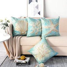 Artscope Federe Cuscini Divano Poliestere Biancheria Gettare Set di 4 Decorativo Caso Federa per Cuscino Divano Letto Auto, 45 x 45 cm (Conchiglia/Riccio di Mare/Corallo/Stella Marina)