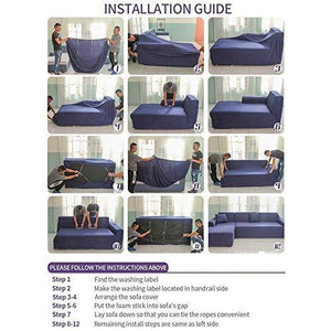 Zhongdalian Copridivano con Penisola Separato Elasticizzato Chaise Longue - Fodera per Divano a Forma di L (2 Pezzi, 2+3 posti, 145-185 cm 190-230 cm) - Arredi Casa