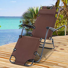 Outsunny Lettino Sdraio Pieghevole da Giardino, Mare, Spiaggia, Piscina, Chaise Longue Richiudibile con Braccioli, Marrone