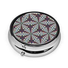 Mandala Flora Herizpalette - Contenitore rotondo per pillole a 3 scomparti, in metallo, per medicina e vitamina