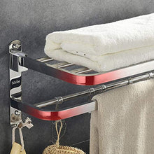 OLDJTK Porta Asciugamani, portasciugamani in Acciaio Inossidabile SUS 304 con mensola for Asciugamani a Doppia Fila for Bagno, a Parete (Lunghezza 50 cm)